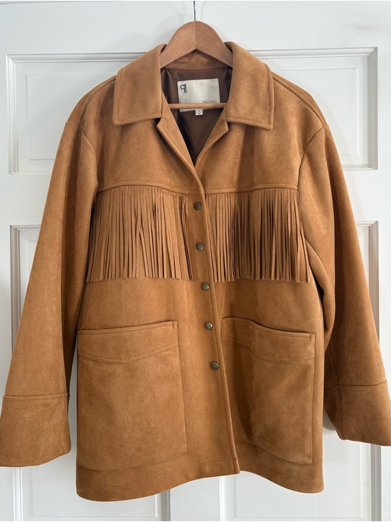 Pilcro Jackets & Blazers - Pilcro by Anthropologie Tan Faux Suede Fringe Jacket